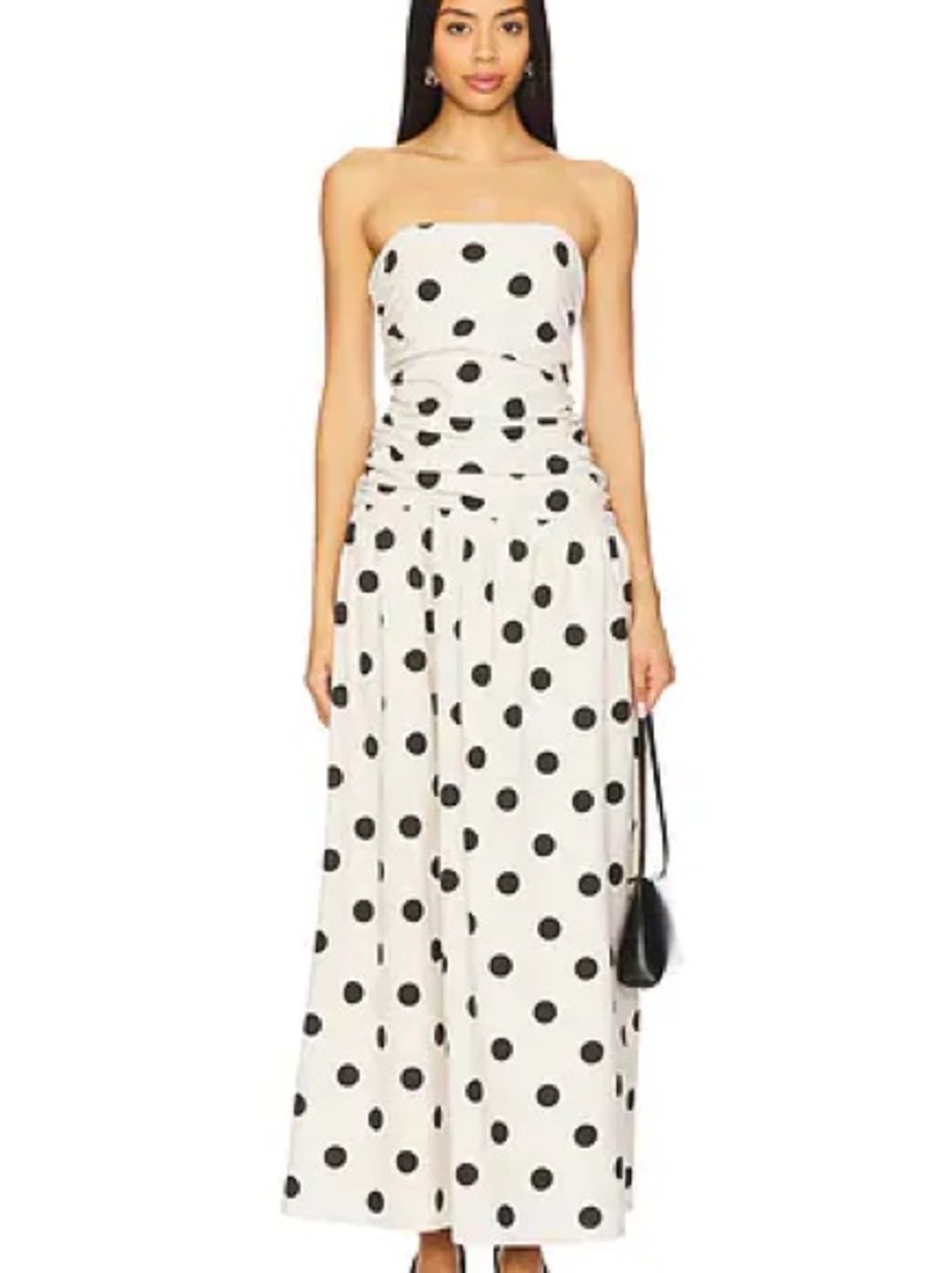 Revolve - Strapless Cream Maxi Dress w/ Black Polka Dots - Summer/ Graduation